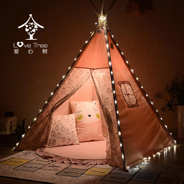 Палатка Tipi для маленьких девочек, Брезентовая уличная палатка из хлопчатобумажной ткани, походные палатки