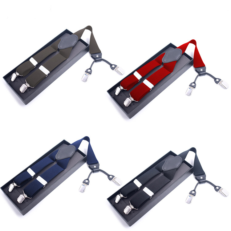 Custom Classical Adjustable Elastic Y Back Men Suspender with Double Teeth Strong Clips