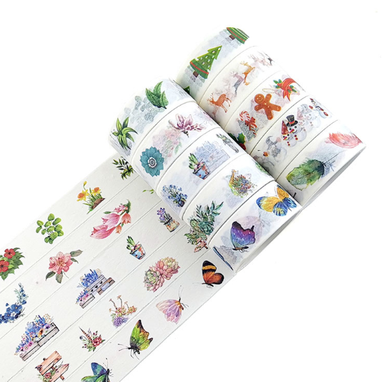 Custom Printed Washi Adhesive Tape For Scrapping Indonesian Washi Adhesive Tape