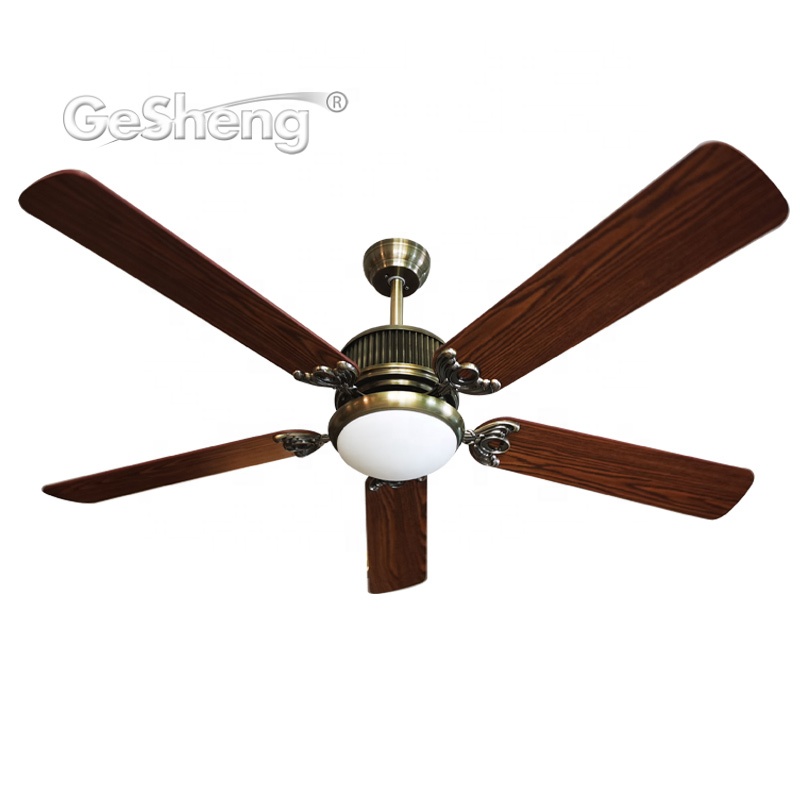 Retro style 56 inch ceil fan 5 plywood blades remote control antique ceiling fan lamp