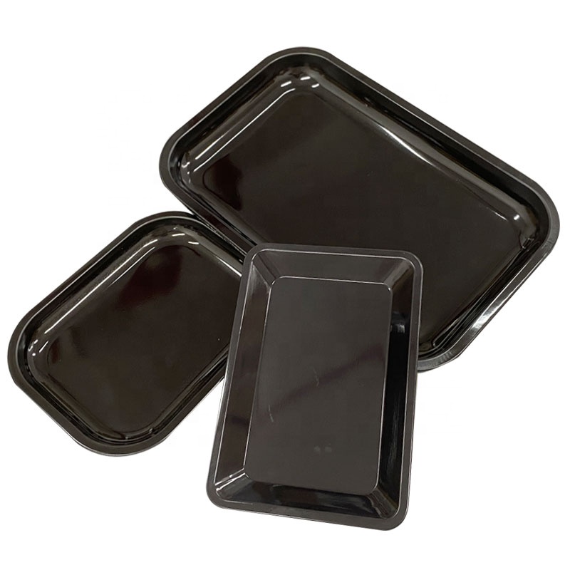 2021 Newest Designer Tinplate Metal Black Custom Rolling Tray Set Wholesale