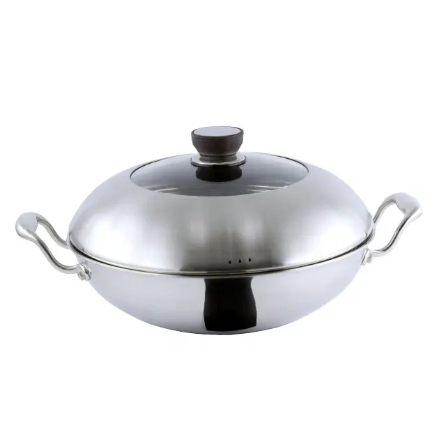 Chinese 32cm Triply Stainless Steel Cookware Wok Pan Nonstick Cooking Stir Frying Wok Pan
