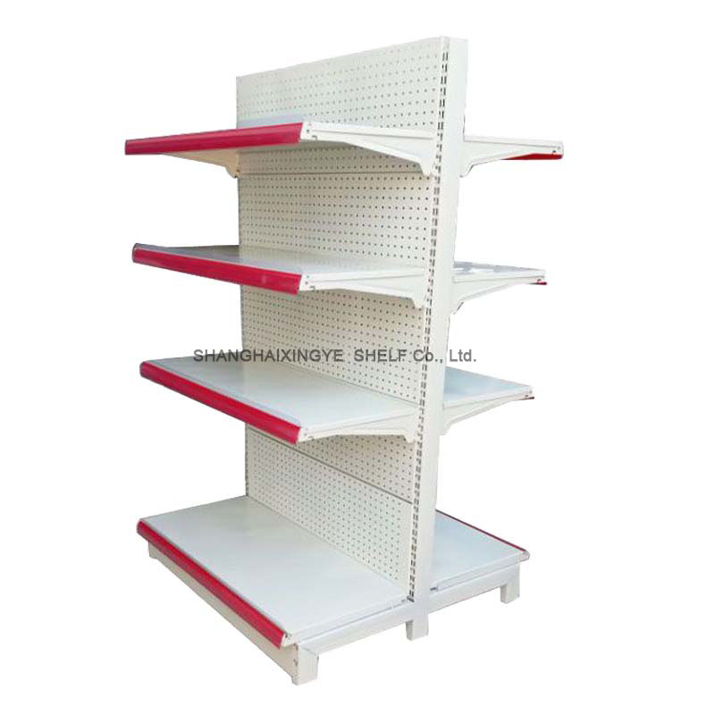 Milk White High-quality and Good Price Supermarket Gondola Shelf with Heavy Duty Cold-rolled Steel