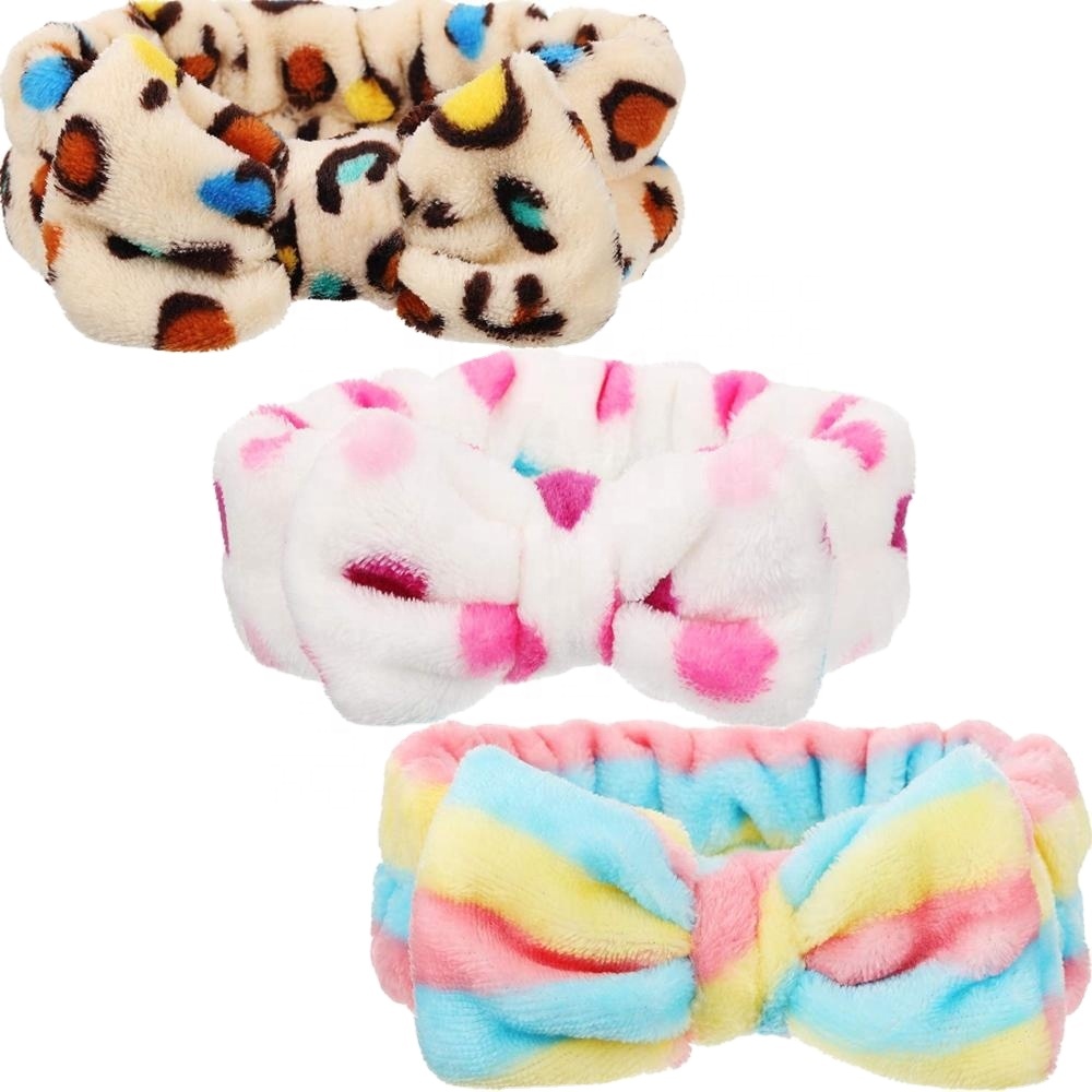 Microfiber Bowtie Headbands Makeup Headbands Wash Spa Yoga Sports Shower Facial Adjustable Hair Band for Girls and Women