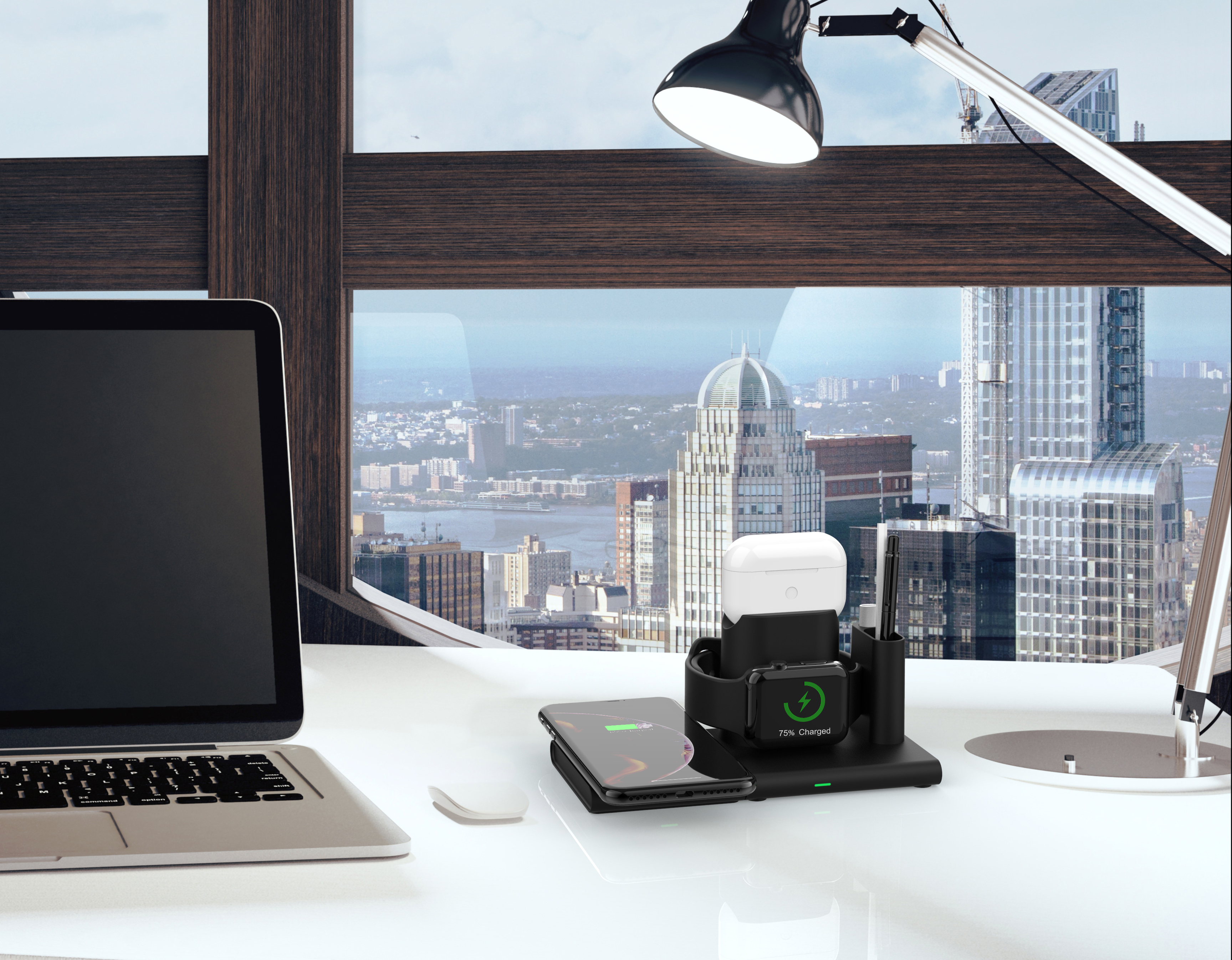 Зарядная станция для Airpods Pro, беспроводное зарядное устройство 4 в 1 для Apple Air