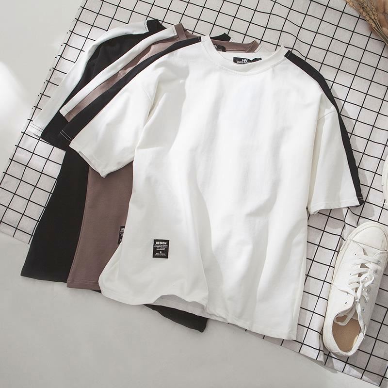New fashion men teenager boy summer color matching breathable o-neck Korean casual half short sleeve tops t-shirt