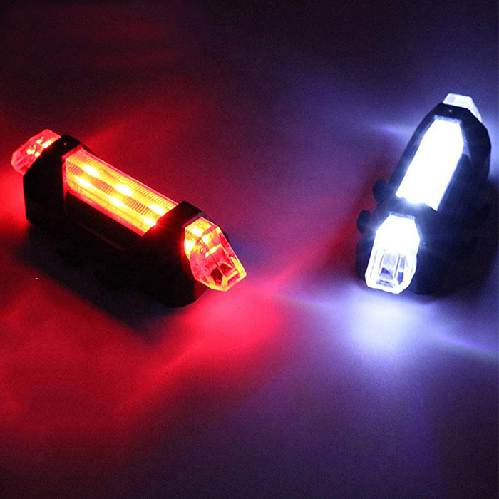 Luz de bicicleta делантера recargable светодиодный фонарь USB trasero Кола seguridad управление системой во время de luz LED para la