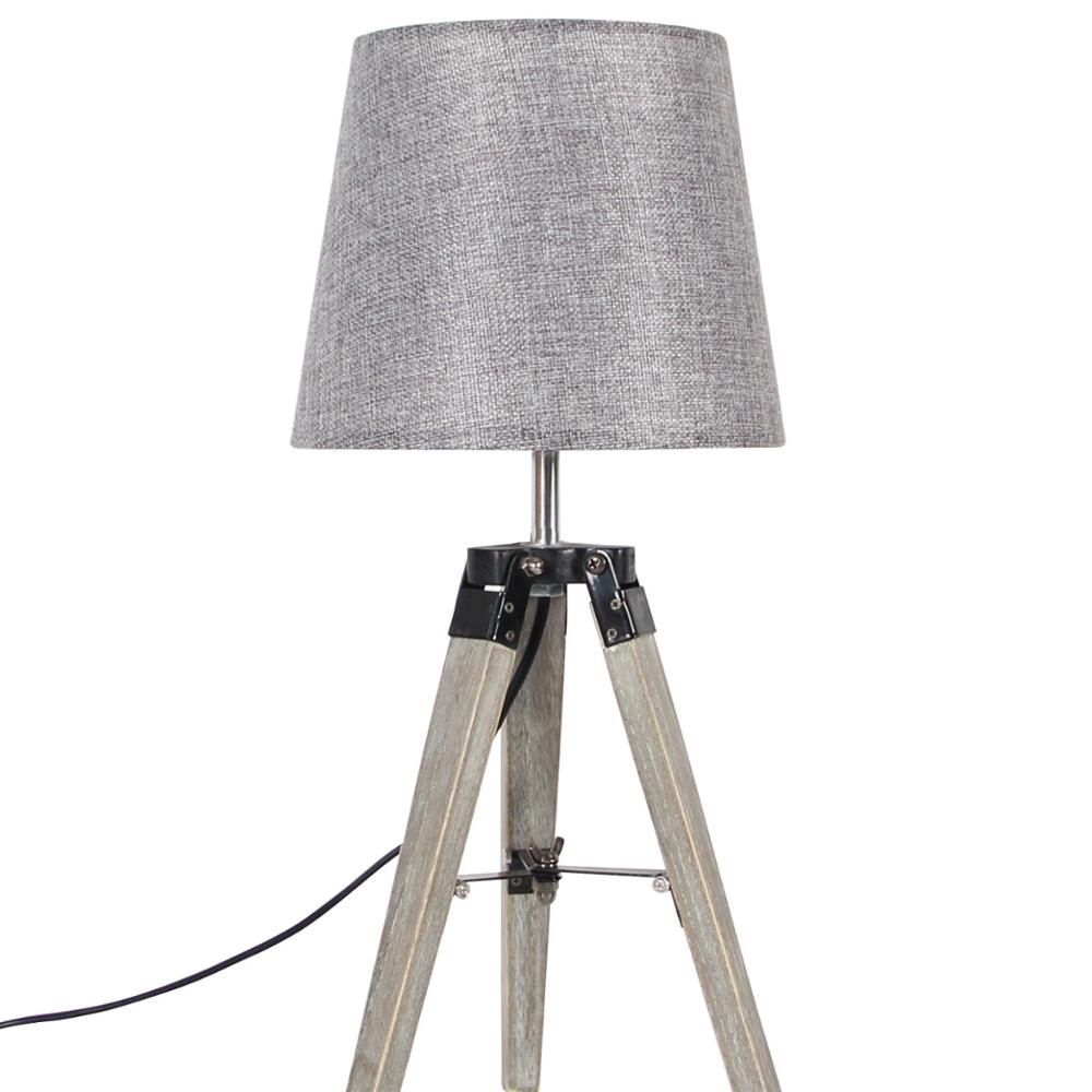 SIMPLE Design Home Decor items Antique wooden tripod base with fabric linen shade table lamp for bedroom,living room