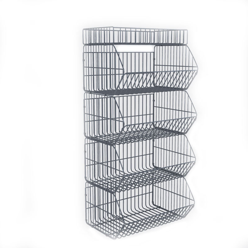 Supermarket stacking metal promotion shelf display stand rack retail store metal wire basket shelves display food basket rack