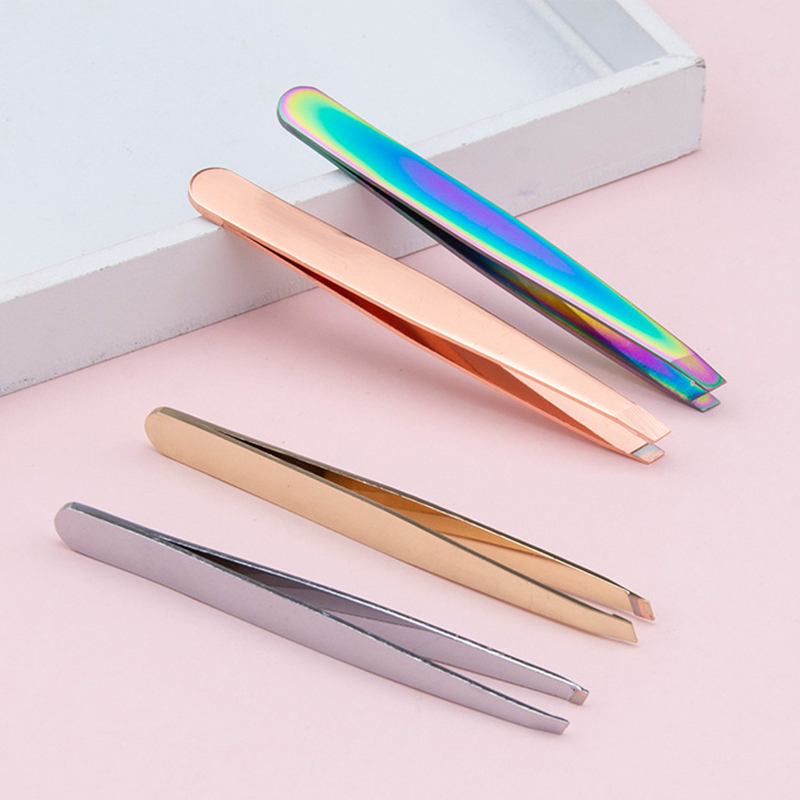 Eyebrow Tweezers Slanted Stainless Steel Angled Slanted Eyebrow Applicator Eyebrow Trimmer