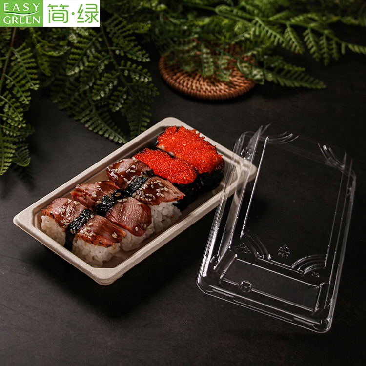 Easy Green takeaway disposable biodegradable sushi tray with lid EG-1.0