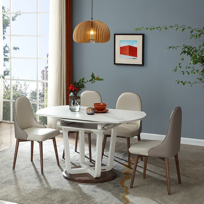 805703 Dining room furniture modern luxury folding dining table and 4 chair set white