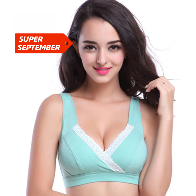 Wireless Breast Feeding Bra Front Open Maternity Nursing Bra Lace Pregnant Bra