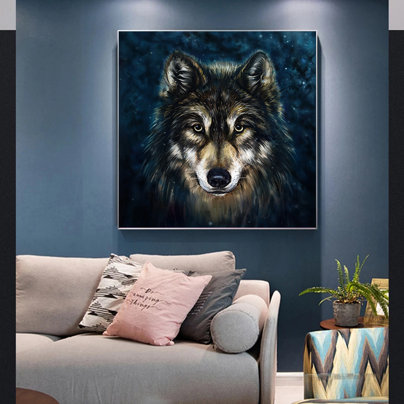 Animals Wolf Print Wall Art black Poster Canvas Painting Pictures Kids Room Modern Simplicity Decoration