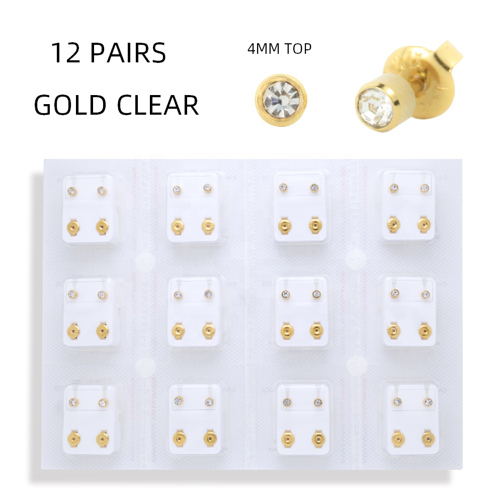 Surgical steel earrings set ear piercing gun studs wholesale custom stainless small birthstone stud earrings gold plated jewelry