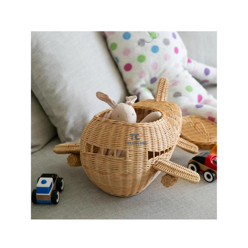 Wholesale Price Handmade Eco- Friendly Children Woven Rattan Airplane Toy Natural Rattan Helicopter For Kids