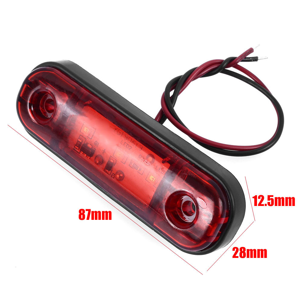 3 LED Amber/White/Red Side Marker Light Side Lamp with Clear Lens for Truck
