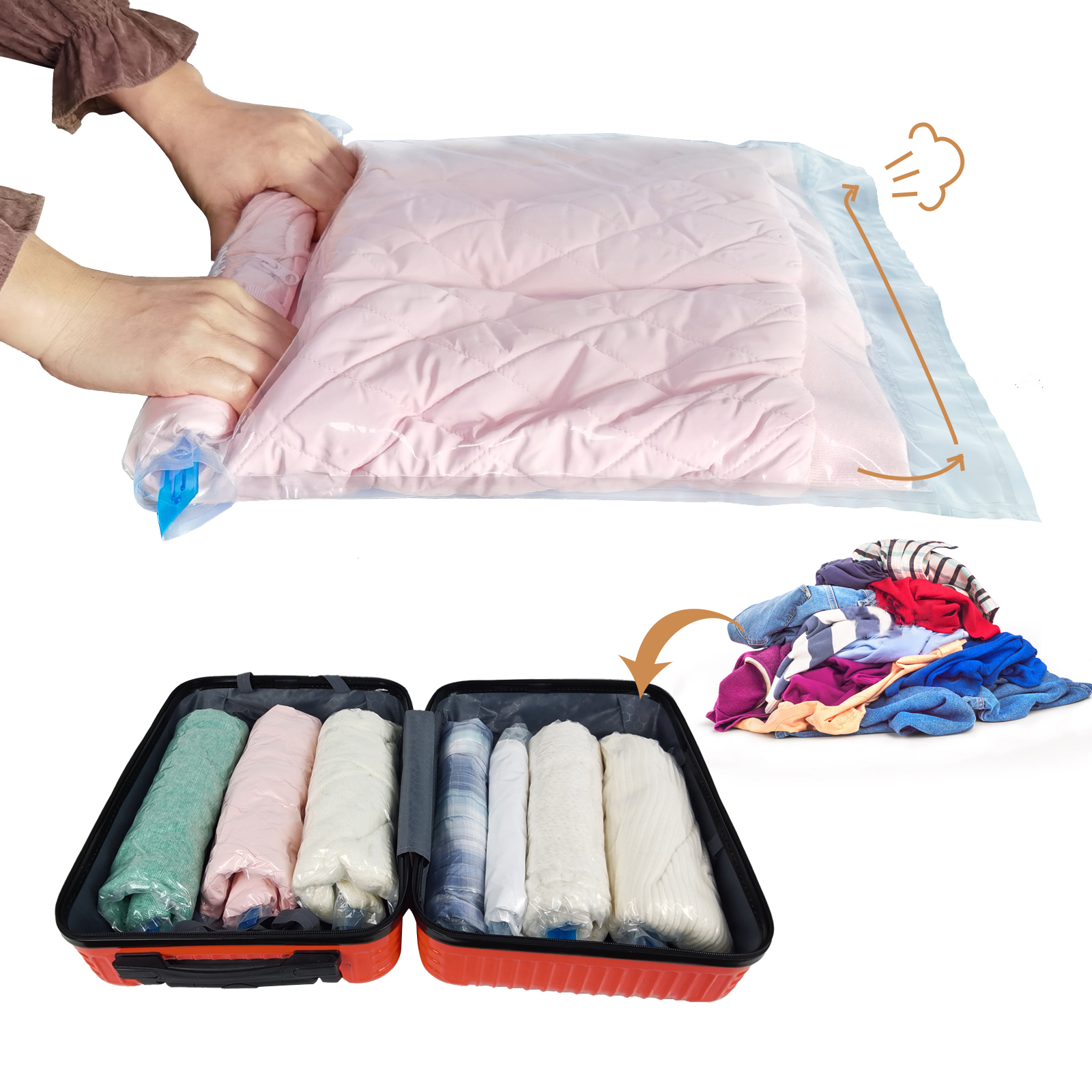 NEW PE PA Roll Up Compression Storage Bags For Travel Compression Bags Extra Large Travel Space Saving Storage Bag