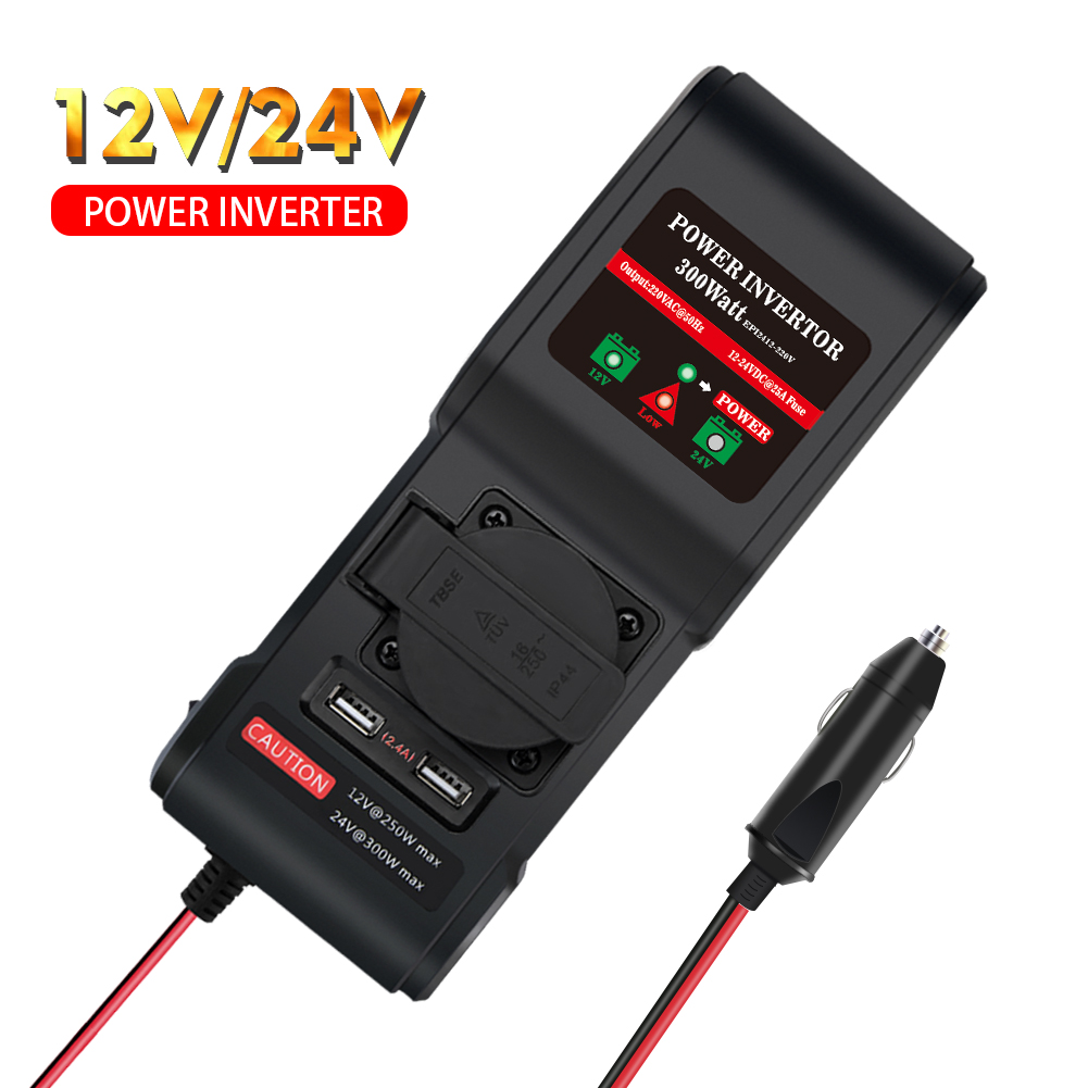 12V 24V общего транспортного средства преобразователь постоянного тока в переменный ток 220VAC высокой мощности инвертор 300W 2USB интерфейс
