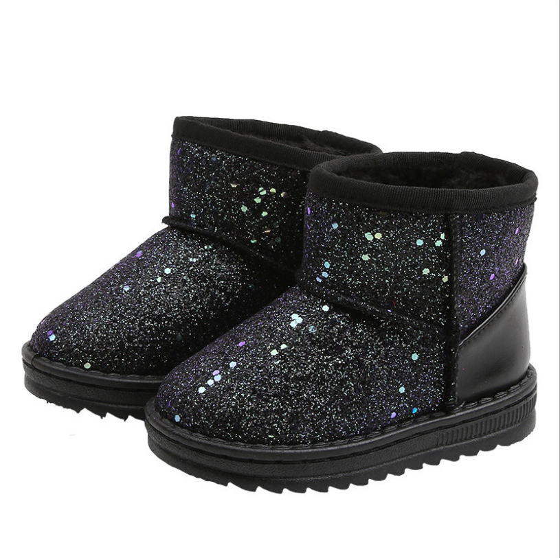 2021 Fall Winter Casual Cotton Children's Shoes Sequins Short Boots Keep Warm Plus Thick Velvet Children's Boots