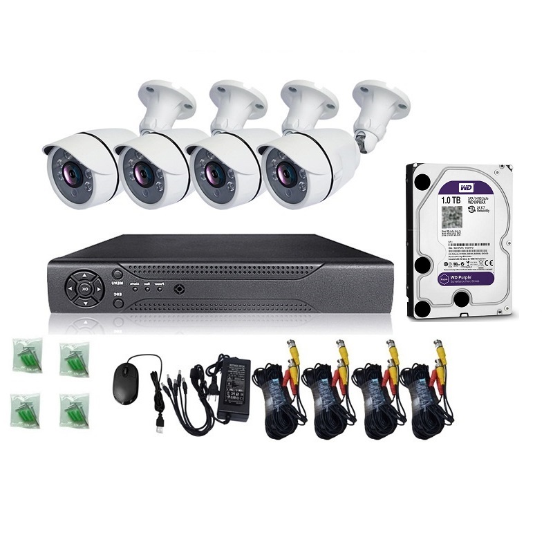 4CH CCTV камера системы 1080P 2 мегапикселя содержит 1 ТБ жесткий диск комплект Открытый безопасности 4 камер видеонаблюдения Dvr kit