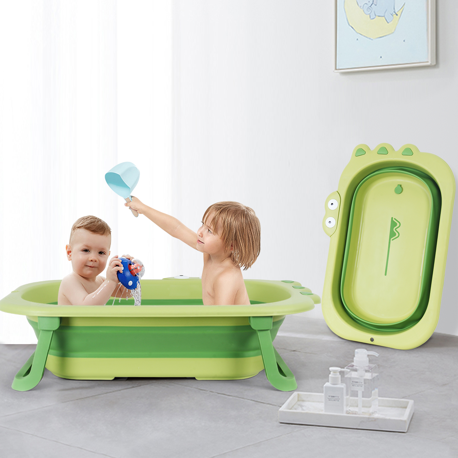 3Pcs USA NY&CA Warehouse Stocks Amazon Baby Bath Products Plastic Foldable bathtub Newborn Baby Bathtub Folding