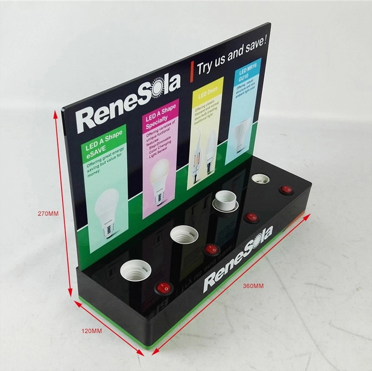 Factory LED Lamp Plexiglass Display Tabletop Acrylic Bulb Tester Display Holder for MR16 CU10