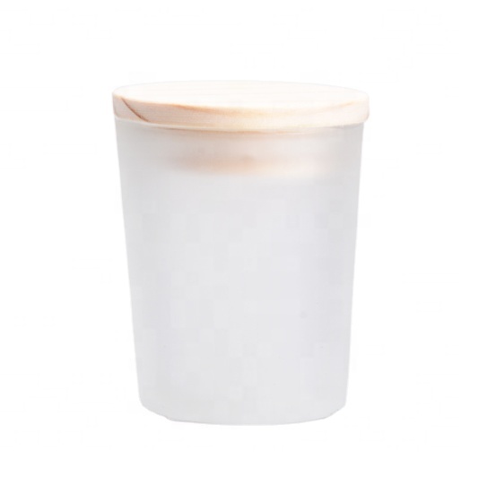 12OZ frosted glass candle jar candle container tumbler with bamboo wooden lid