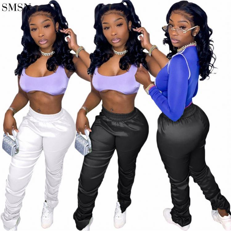 Wholesale Fall Women Clothes Casual Solid Color Cargo Tactical Stack Long Pants Women