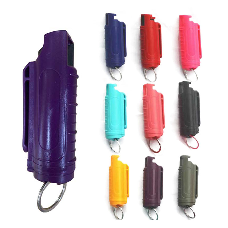 Customizable mini easy to carry self defense keychain set with pepper spray