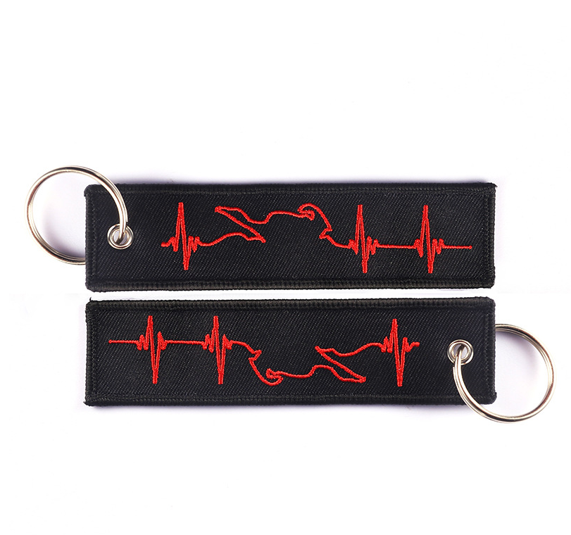 Fashion Personalized Airplane Aviation Tags Key Chain Fabric Custom Woven Keychain