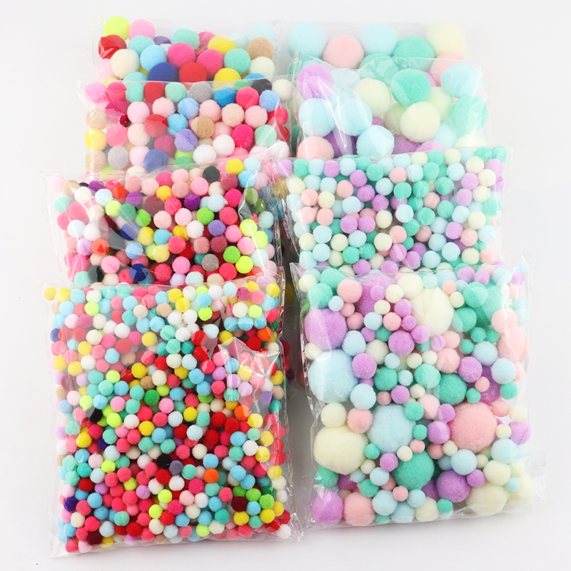 Macaron Pompom Balls 8mm 10mm 15mm TO 30mm Pompones DIY Soft Pom Poms Handmade Kids Toys Wedding Decor DIY Sewing Craft Supplies