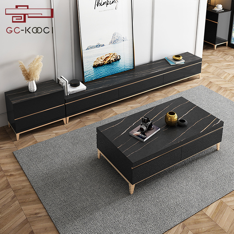 living room furniture 2m TV cabinet modern minimalist floor cabinet and coffee table set