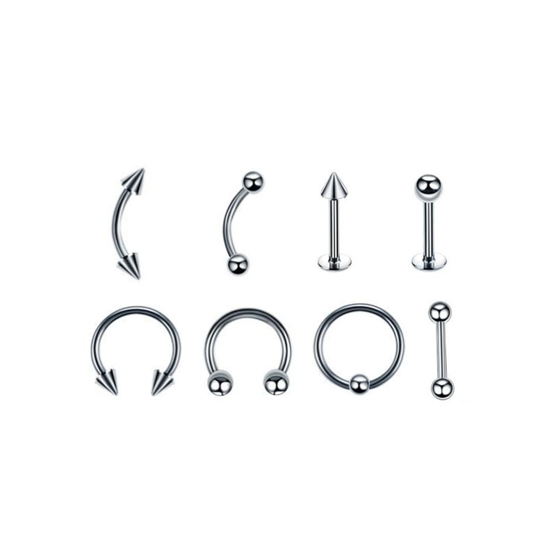 2021 trendy New piercing nail stainless steel nose ring face nose ring women septum ring nose 8pcs sets