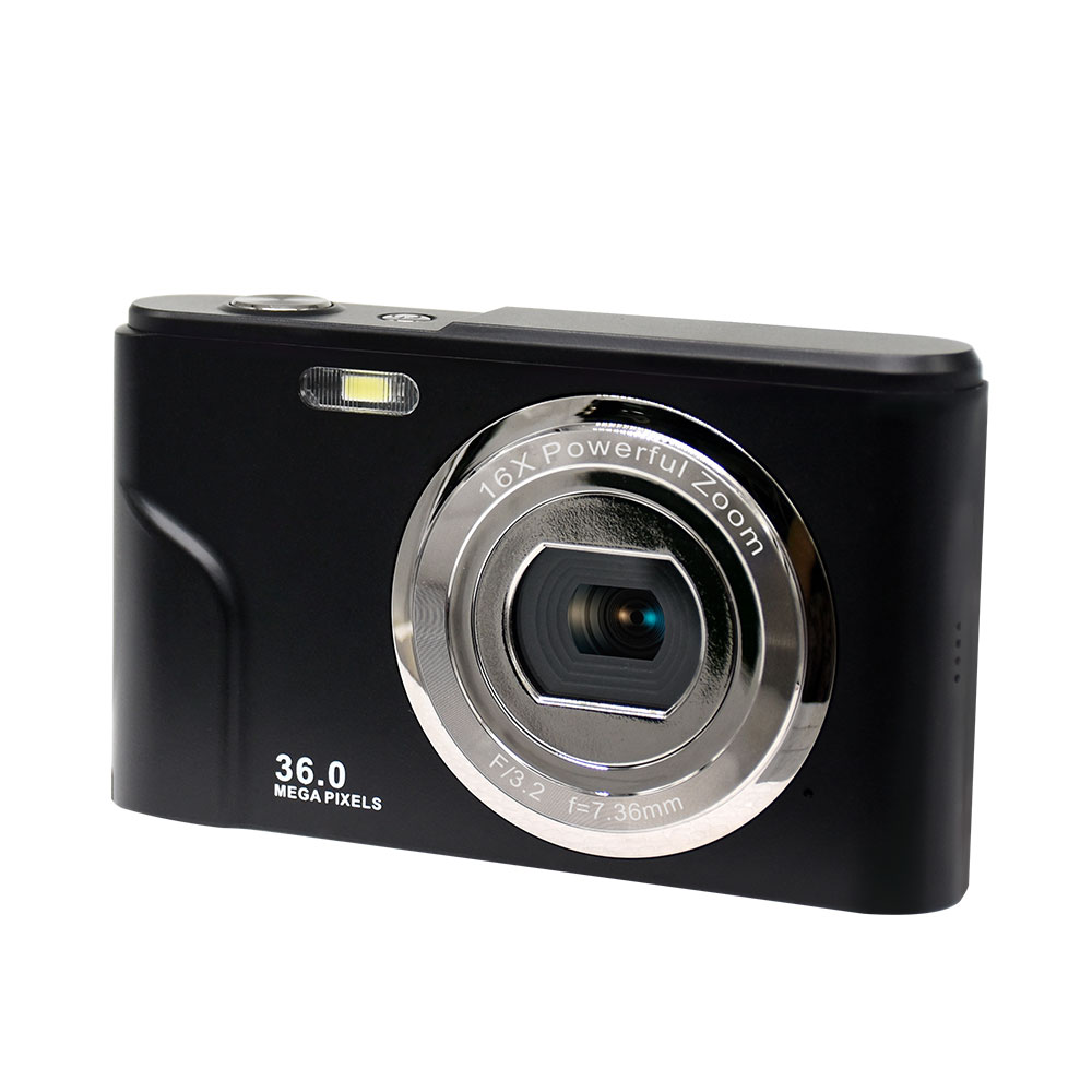Black Digital Photo Camera Compact Camera with 2 4 Inch IPS Screen Rechargeable Battery and USB Cable to Connect Computer