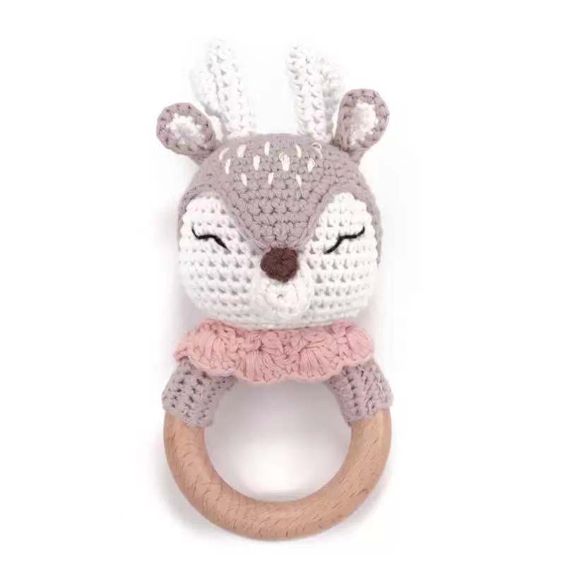 Cute Cartoon Baby Toddler Handbell Cotton Baby Rattles toy
