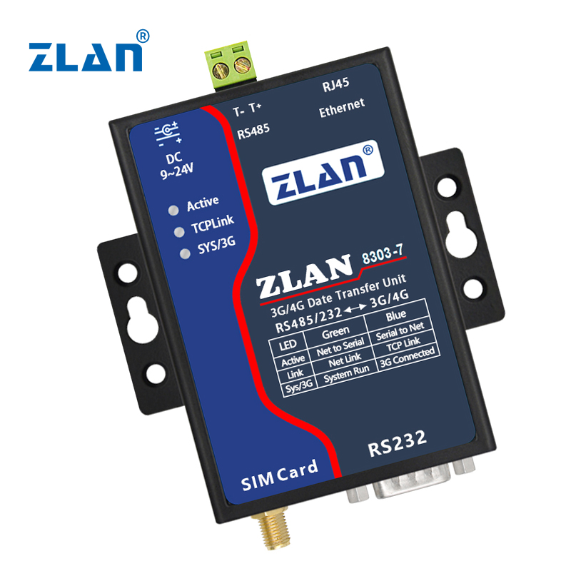 ZLAN8303-7 мобильный телефон 3G 4G серийный RS232 RS485 для TD-LTE/ FDD-LTE/ WCDMA/ TD-SCDMA/ GSM конвертер сервер последовательных устройств Wi-Fi роутер