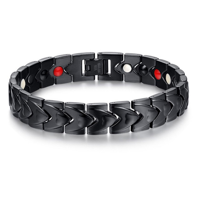 Wholesale Manufacturer Bangle bracelets Heart-shaped electroplated black magnet germanium titanium steel men's bracelet