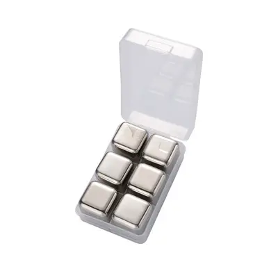304 Stainless steel quick-freeze metal 6pcs in box ice grain coffee drink whiskey stone ice cube