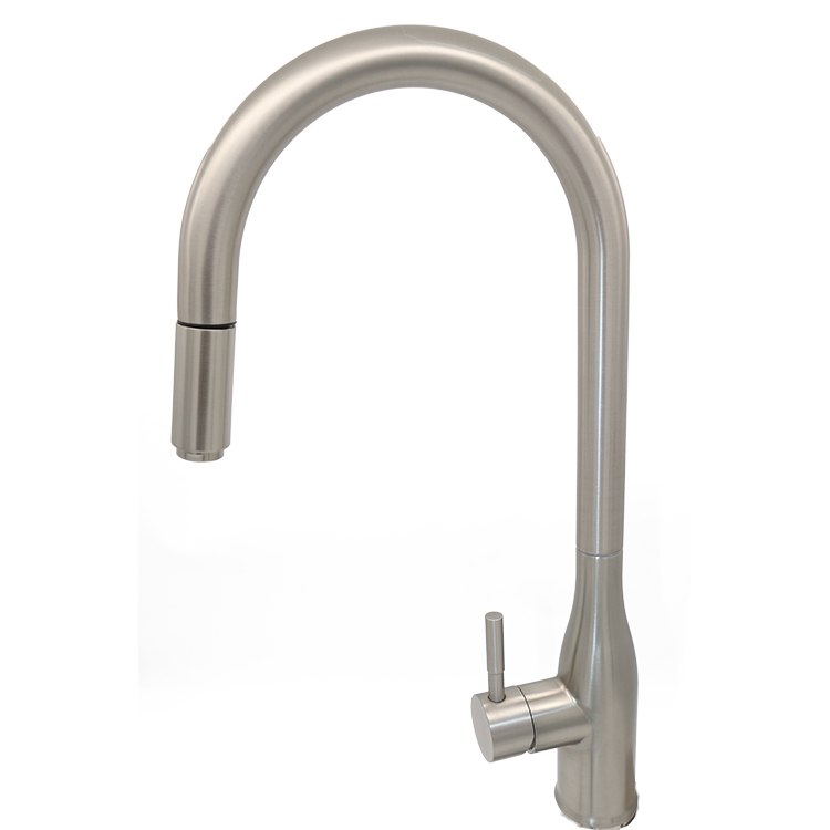 Long Neck Hot and Cold Water Mixer Tap Stainless Steel Kitchen Pull-out Faucet