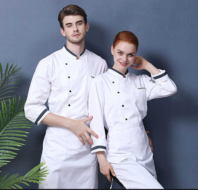 Long and Short Sleeve Restaurant Chef Kitchen Uniform Waiter Uniform Fabric Designs Chef Uniform