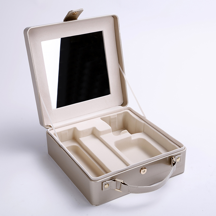 Fashionable Creative PU Leather Jewelry Makeup Box with handle