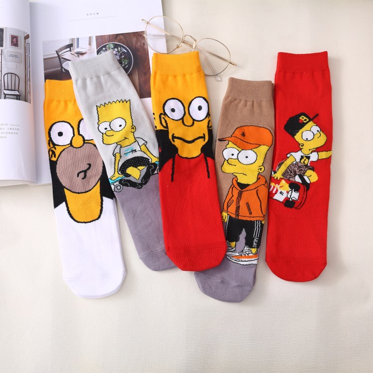 Носки с мультяшным рисунком, забавные Веселые комиксы, мужские Модные хлопковые анимационные носки под заказ, дизайнерские термоноски с мультяшным аниме