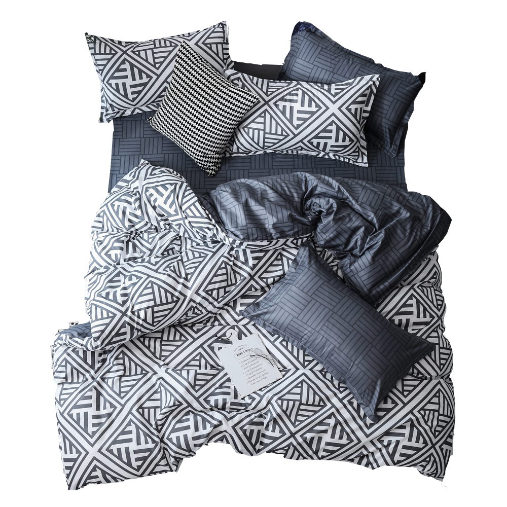 Amazon 100% polyester bedding set bed sheet set with geometric disperse printing