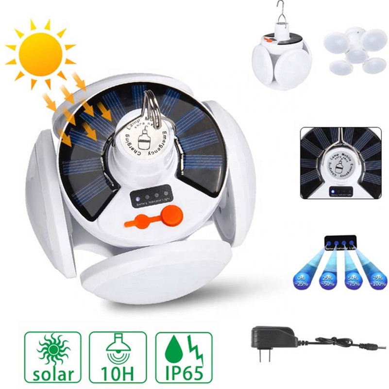 LED Solar Light Outdoor Portable Tent lamp Camping Lights Folding Football Deformable Lighting