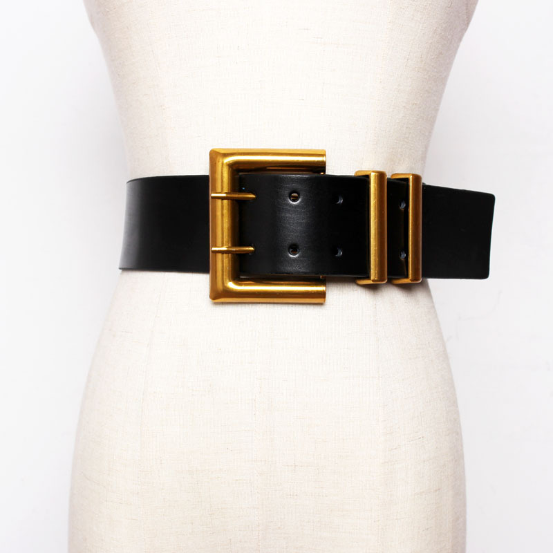 2021 Decorative smooth wide waist fashion black women belt