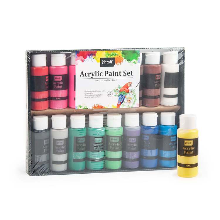 Acrylic Paints for Canvas Wholesale 16 Colors 60ml Acrylic Paint Bottles Colors Artist Set