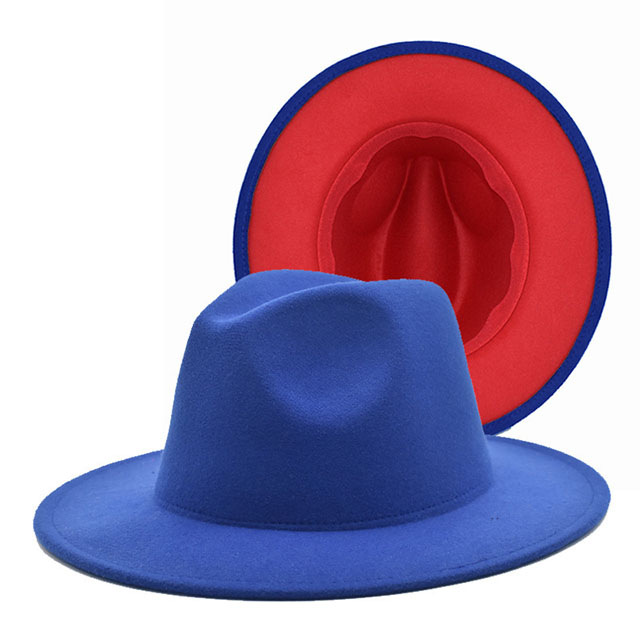 2021 Fedora Hats Women Wholesale 2 Two Tone Hat Men And Women Wide Brim Wool Fedora