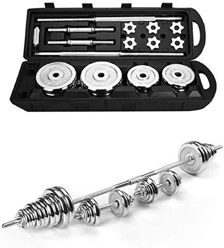 20kg 30kg 40kg Gym Cast Iron Equipment Free Weights Lifting Adjustable Silver Chrome Barbell Dumbbells Set