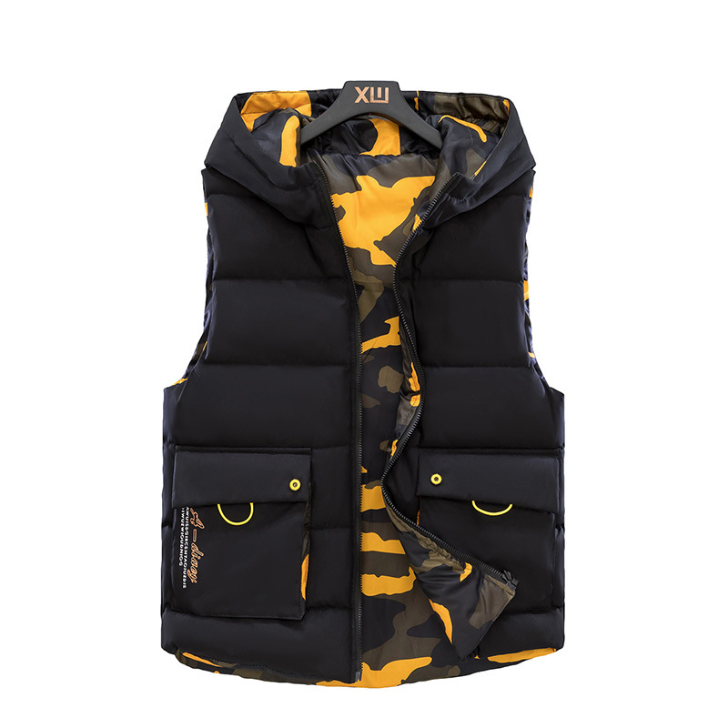 Custom LOGO Puffer camouflage plus size men's jackets reversible men's vest waistcoat